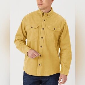 Duluth Trading Co Heavy Flannel Chamois Yellow Men's Free Swingin' Untucked Med